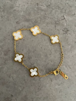 Clover Bracelet - Gold & White
