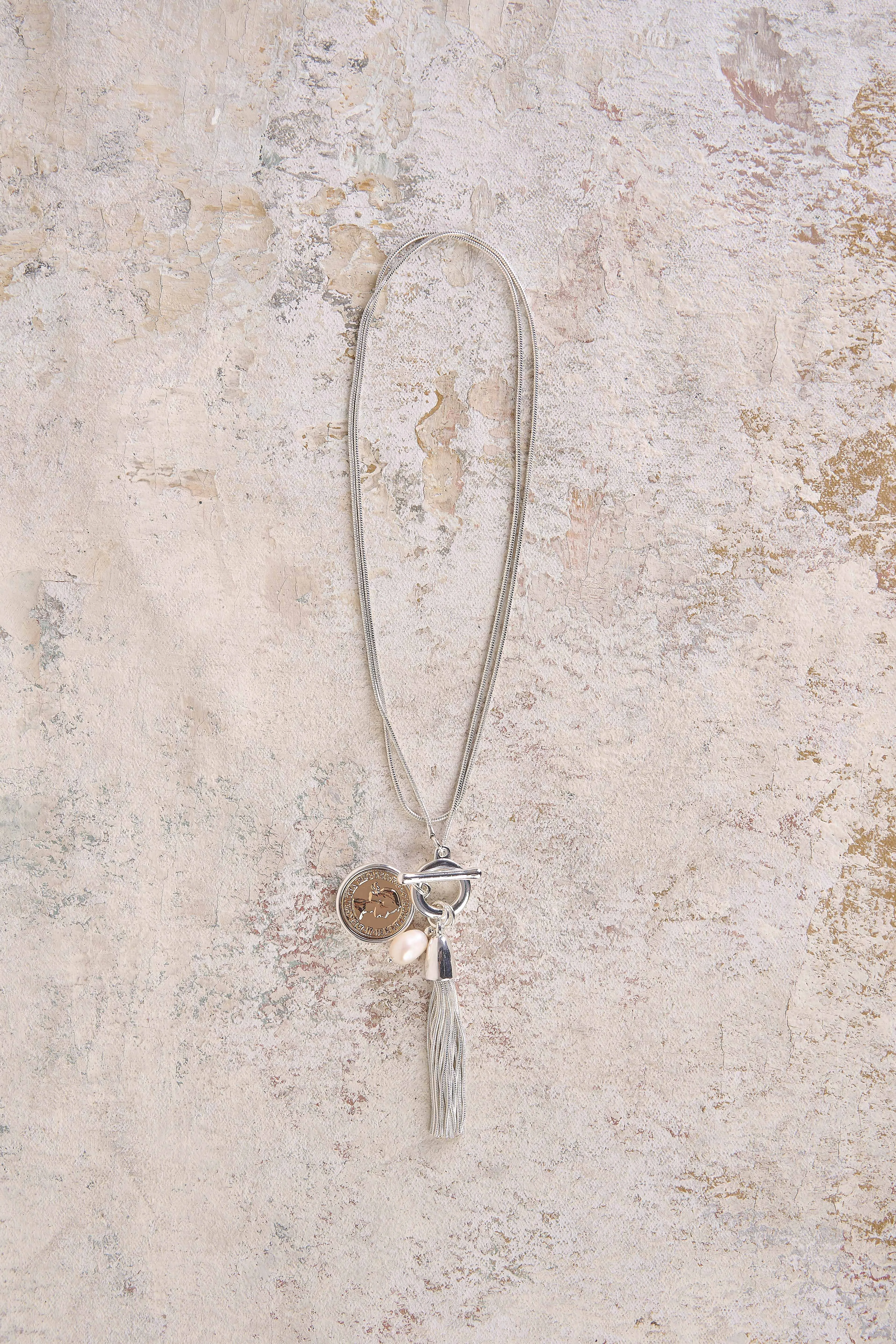 Coin & Tassel Pendant Necklace