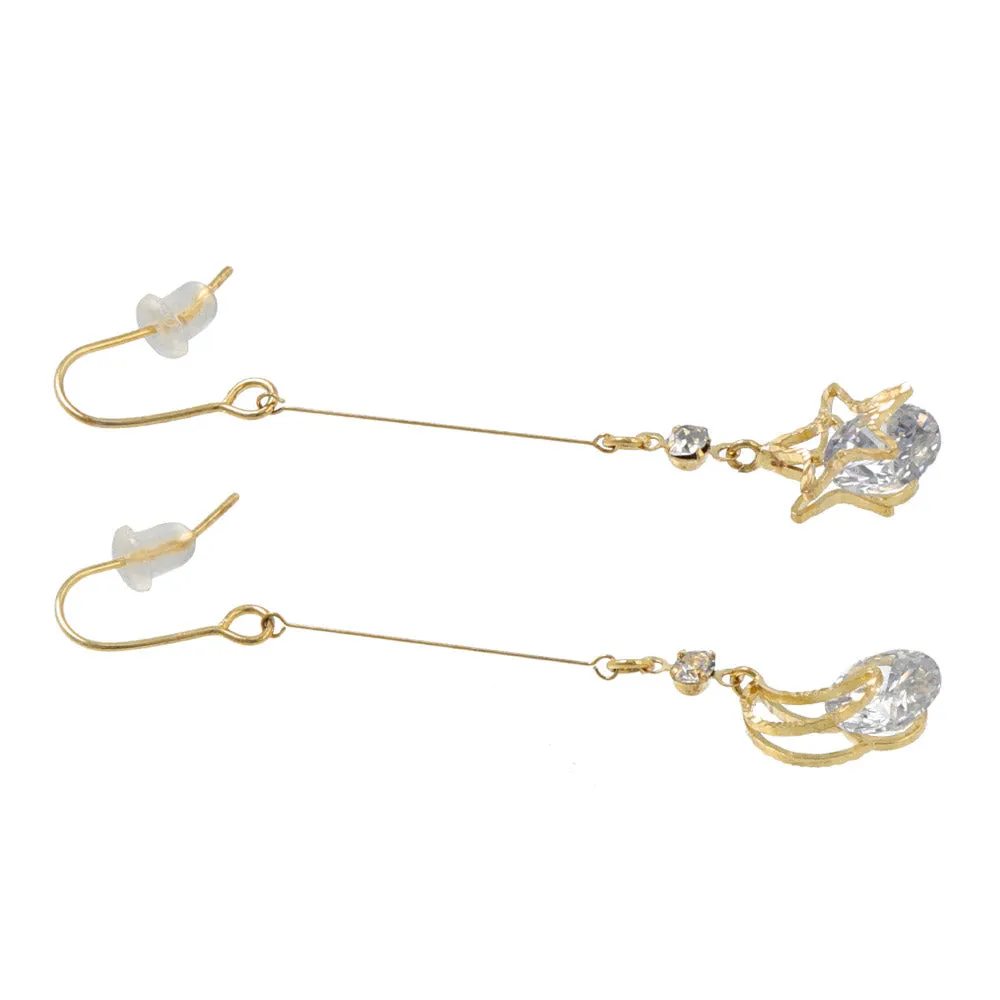 Cubic Zirconia Moon and Star Earrings