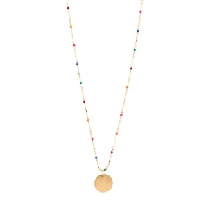 Delicate Beaded Necklace with Circle Pendant