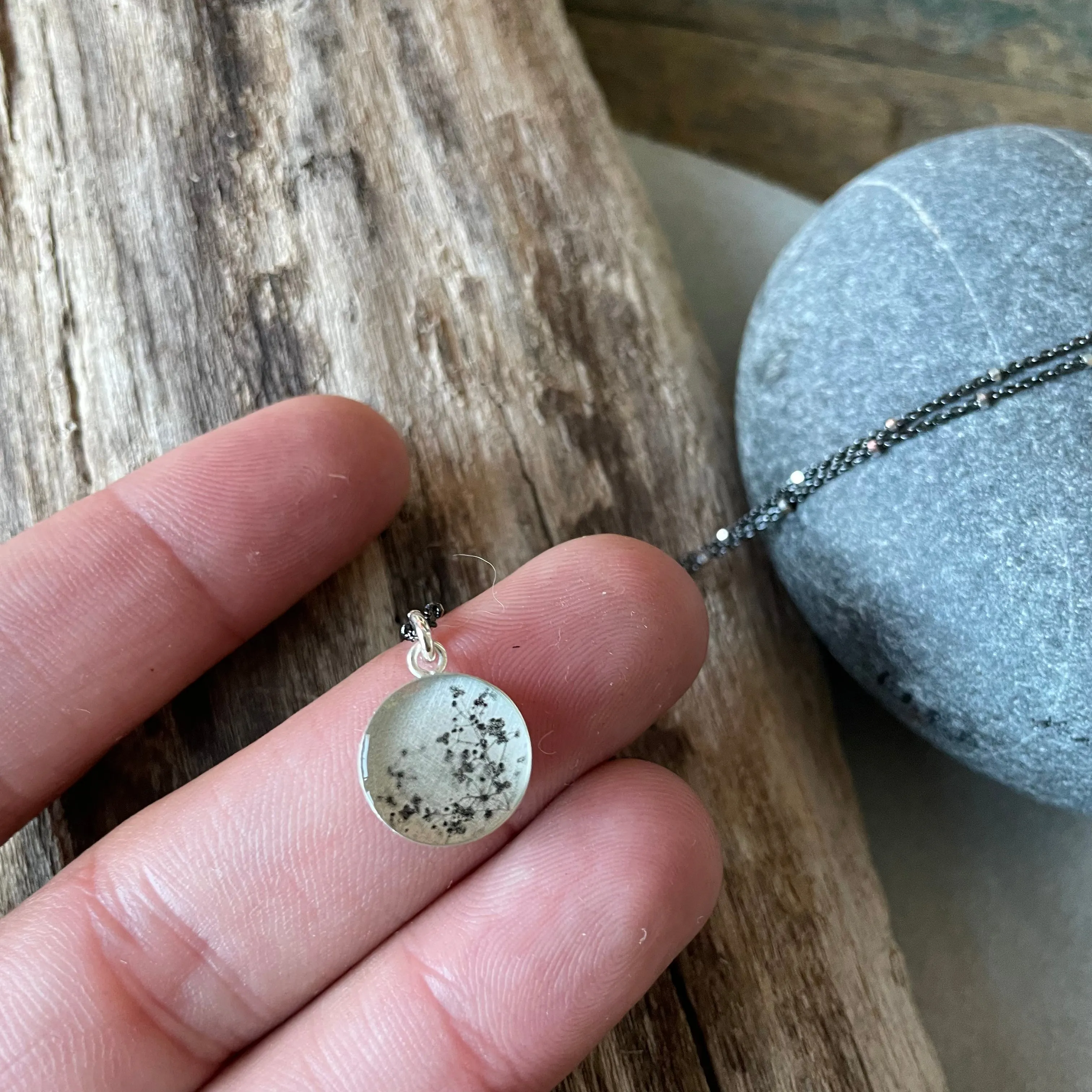 Delicate Flowers Photo Bezel Necklace on Sterling by Everyday Artifact