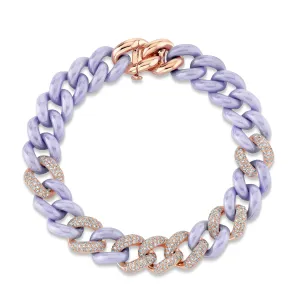 DIAMOND 7 PAVE & LAVENDER CERAMIC ESSENTIAL LINK BRACELET