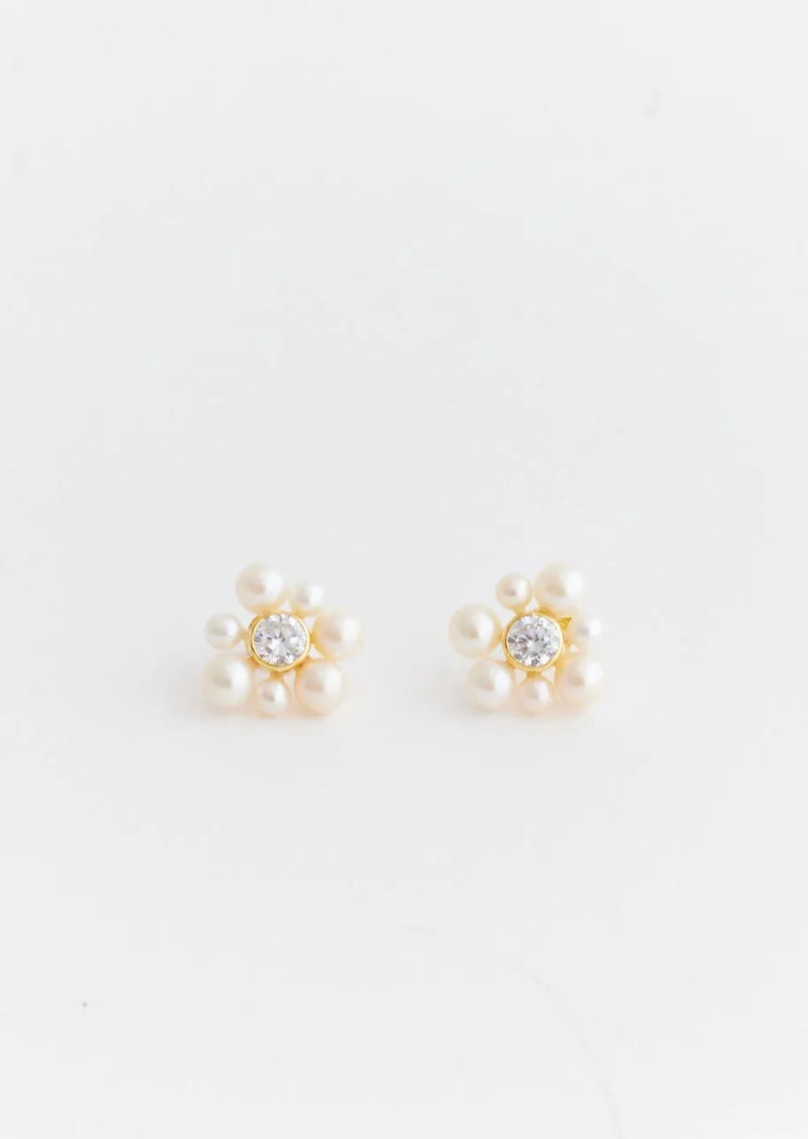 Earrings With Freshwater Pearls And Cubic Zirconia
