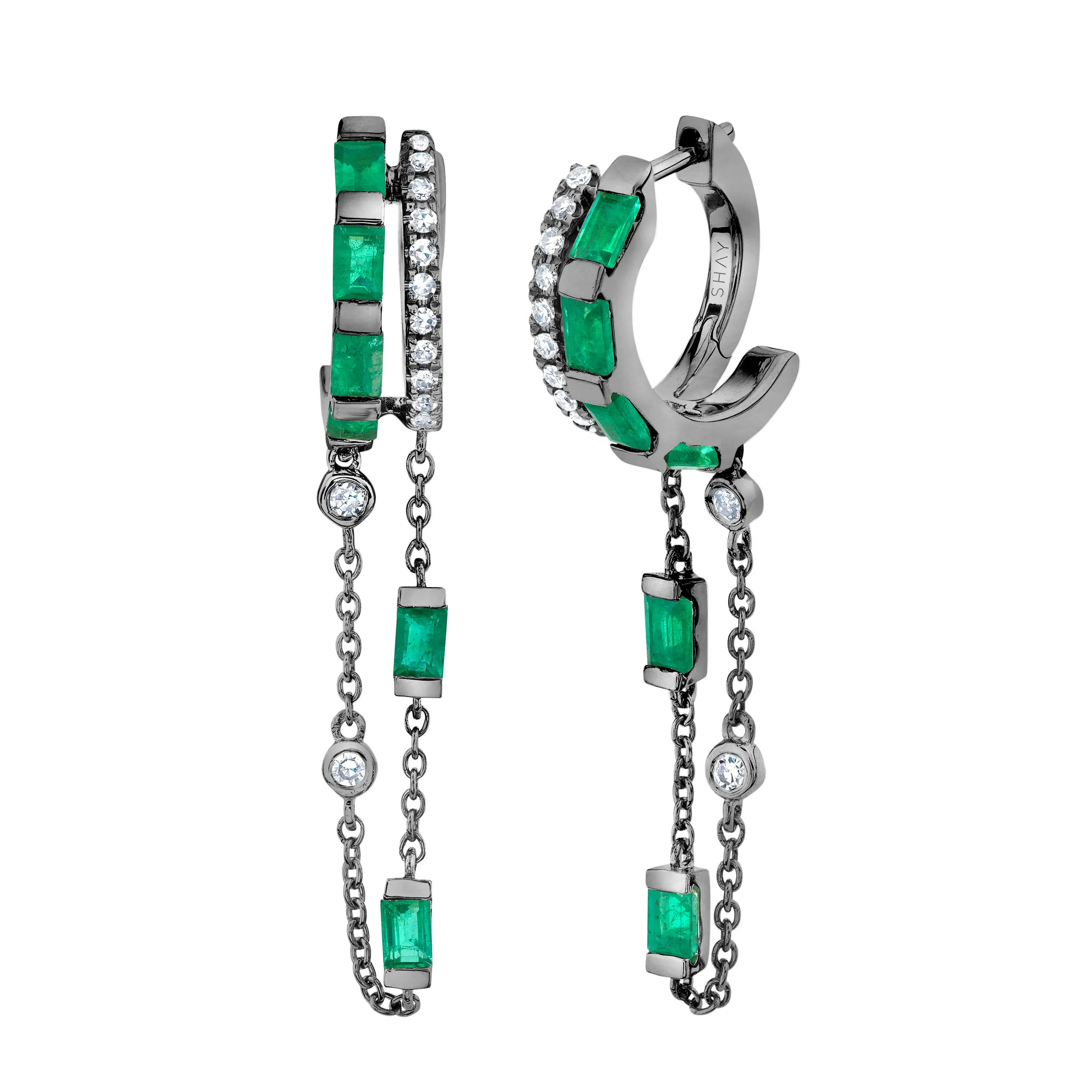 EMERALD & DIAMOND DOUBLE MIXED FRINGE HUGGIES