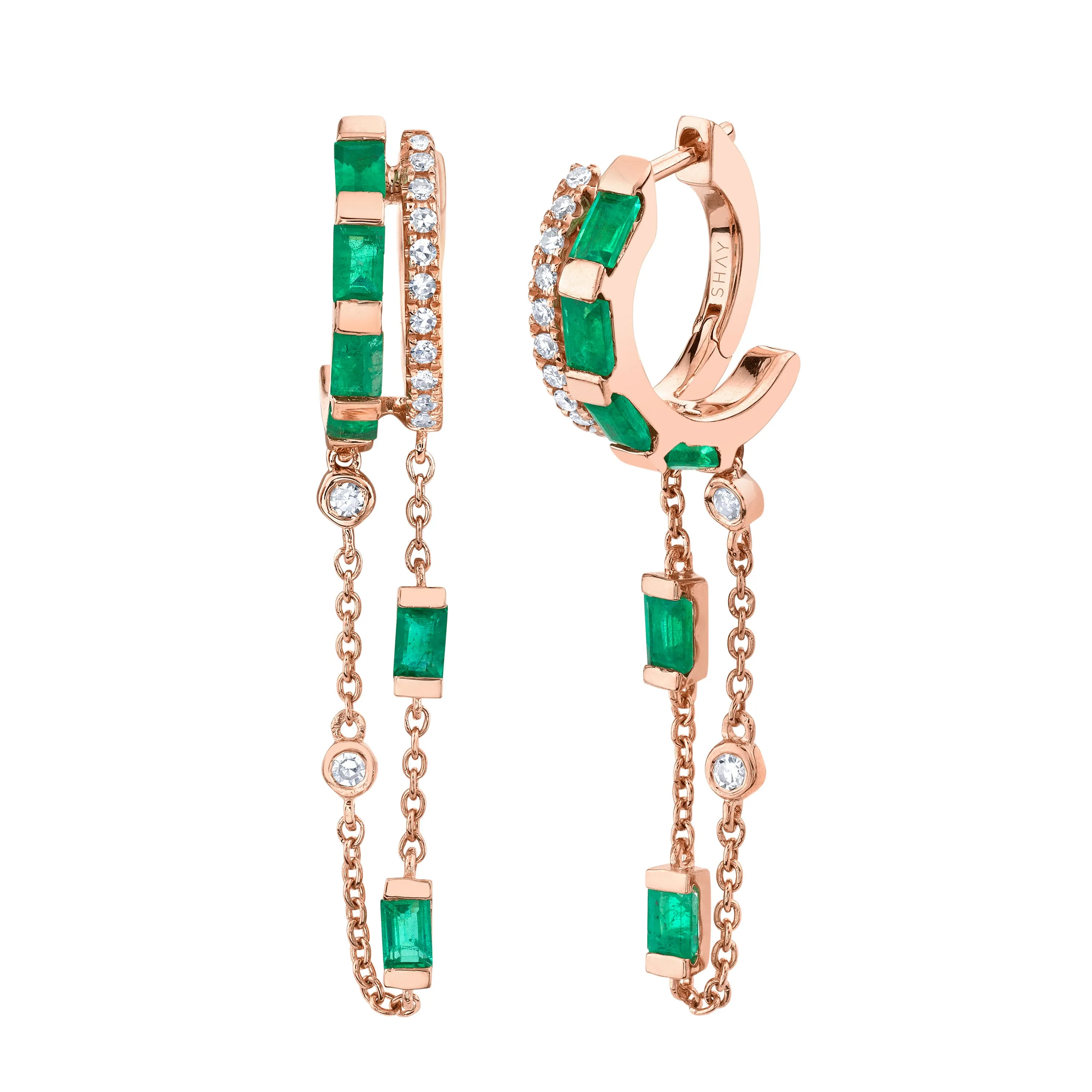EMERALD & DIAMOND DOUBLE MIXED FRINGE HUGGIES