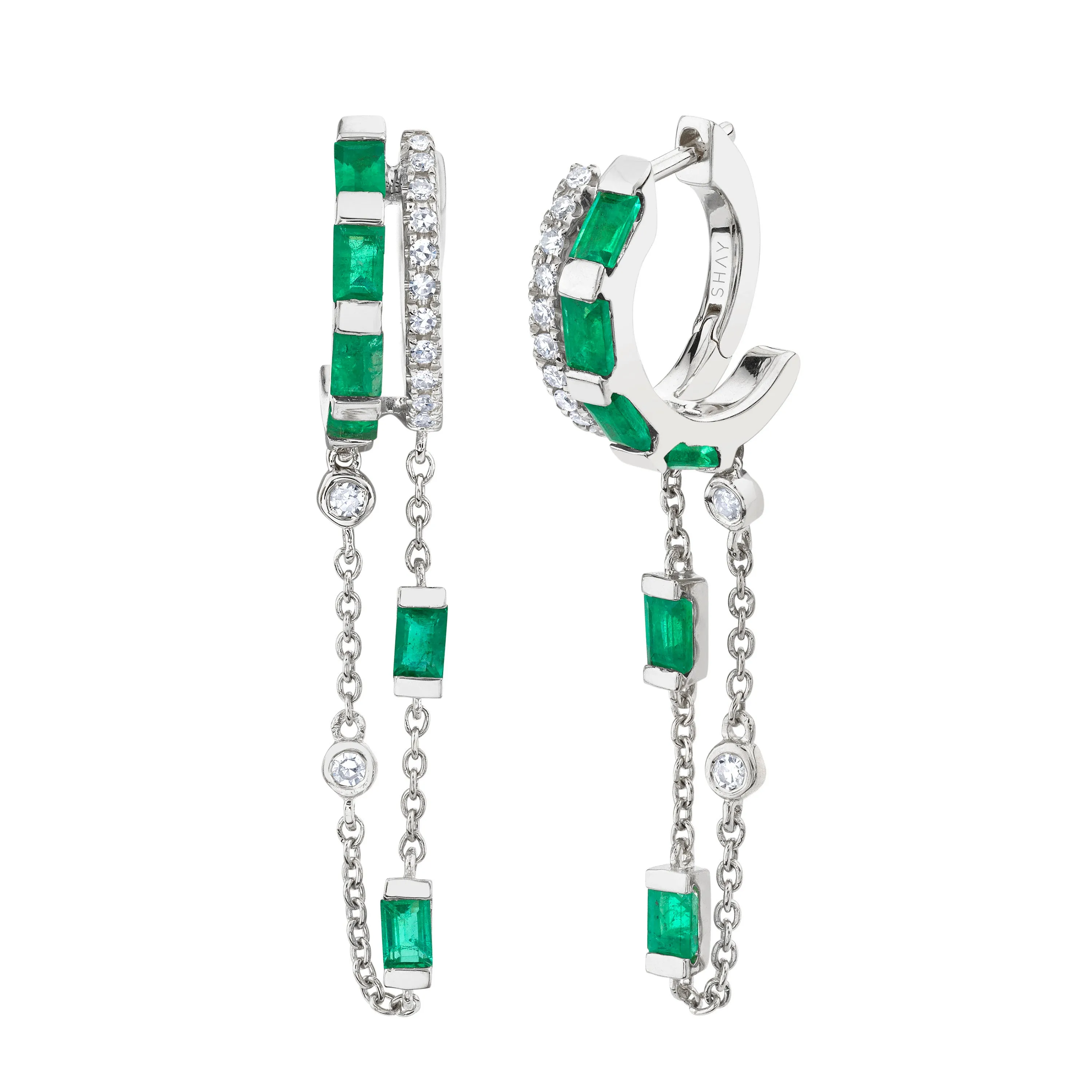 EMERALD & DIAMOND DOUBLE MIXED FRINGE HUGGIES