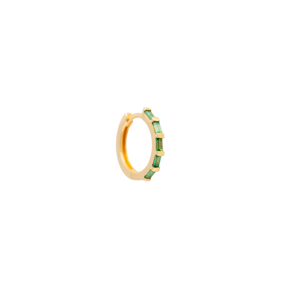 EMERALD CRYSTAL BAGUETTE MIDI HOOPS