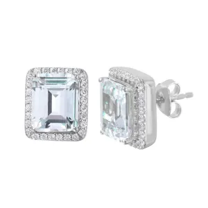 Emerald Halo Stud Earrings