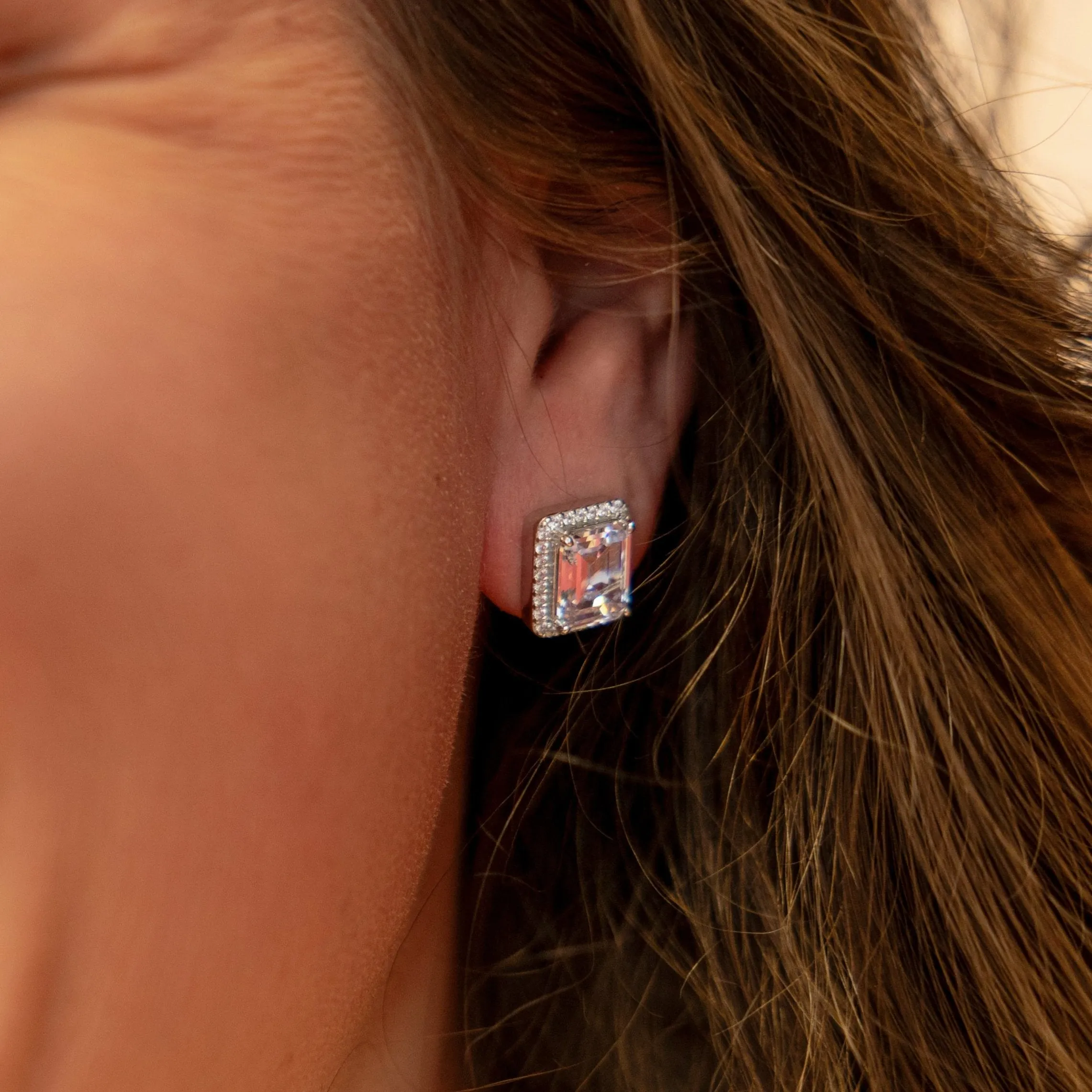 Emerald Halo Stud Earrings