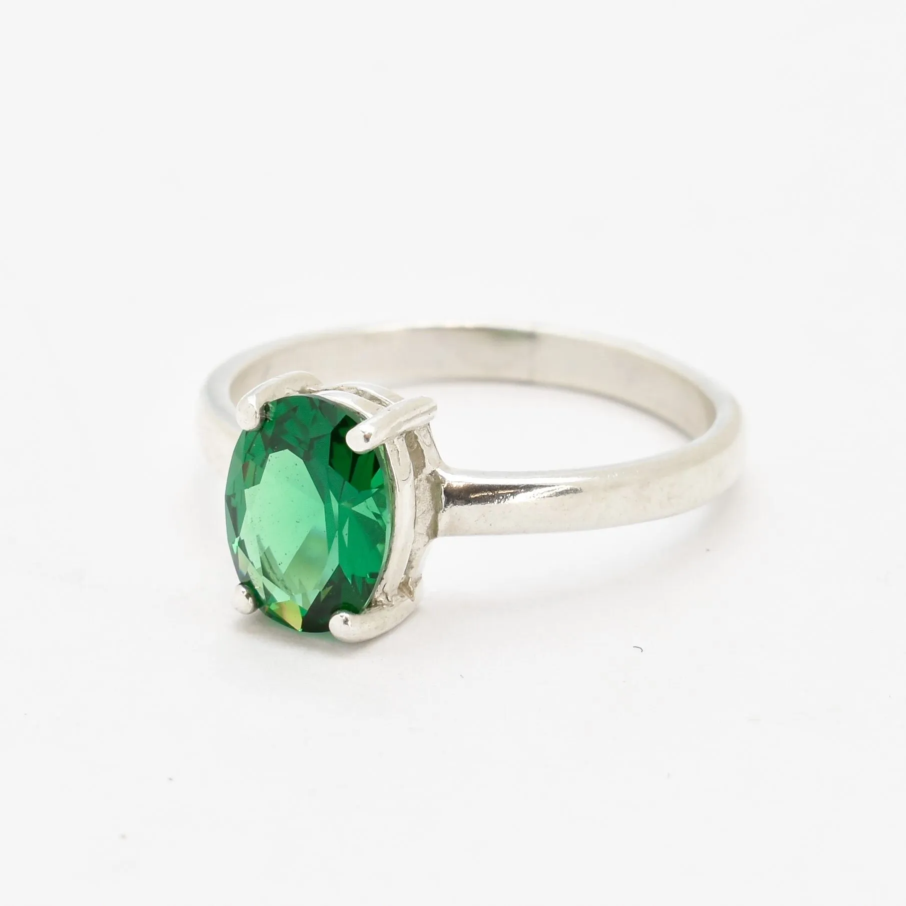 Emerald Promise Ring - Green Oval Ring - Classic Solitaire Ring