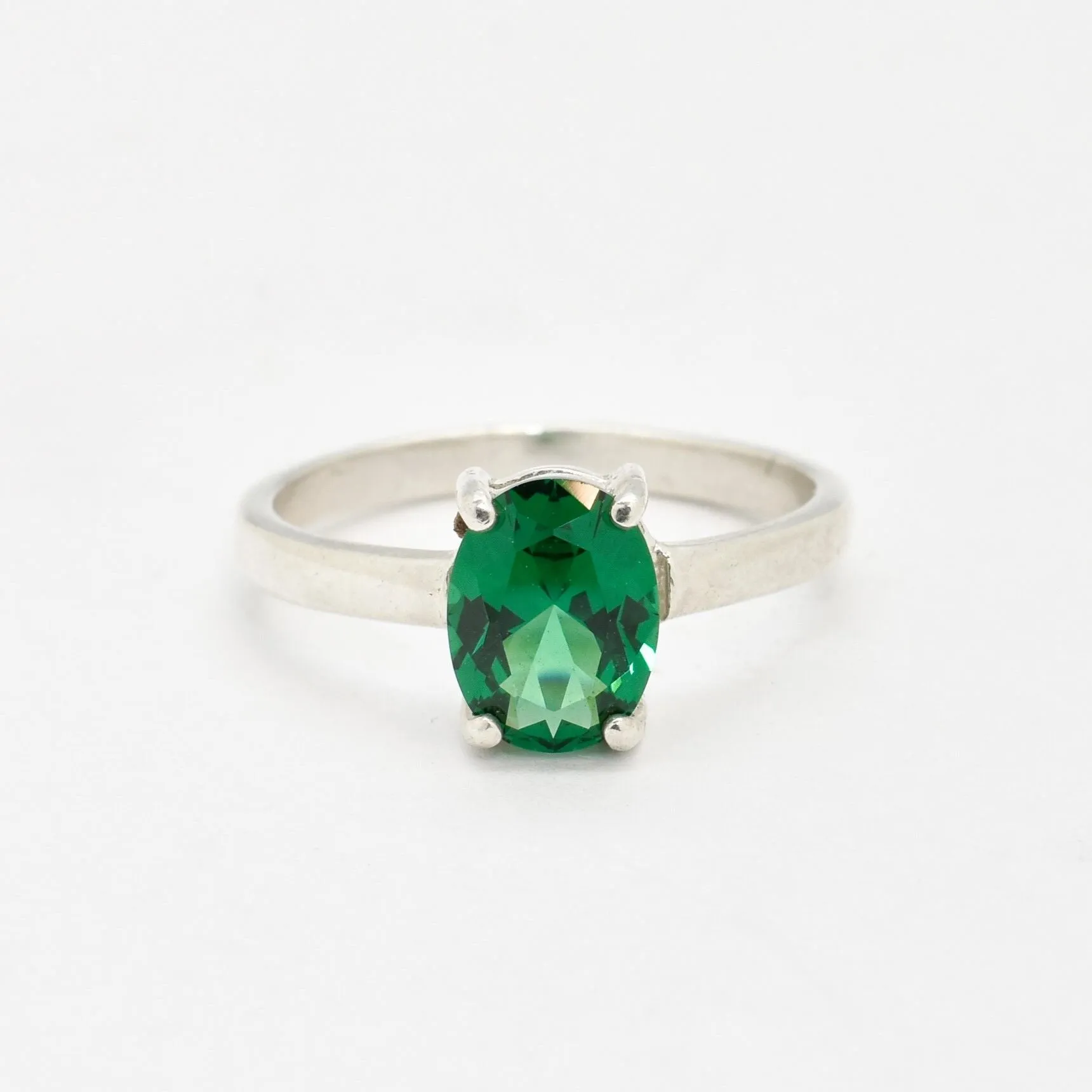 Emerald Promise Ring - Green Oval Ring - Classic Solitaire Ring