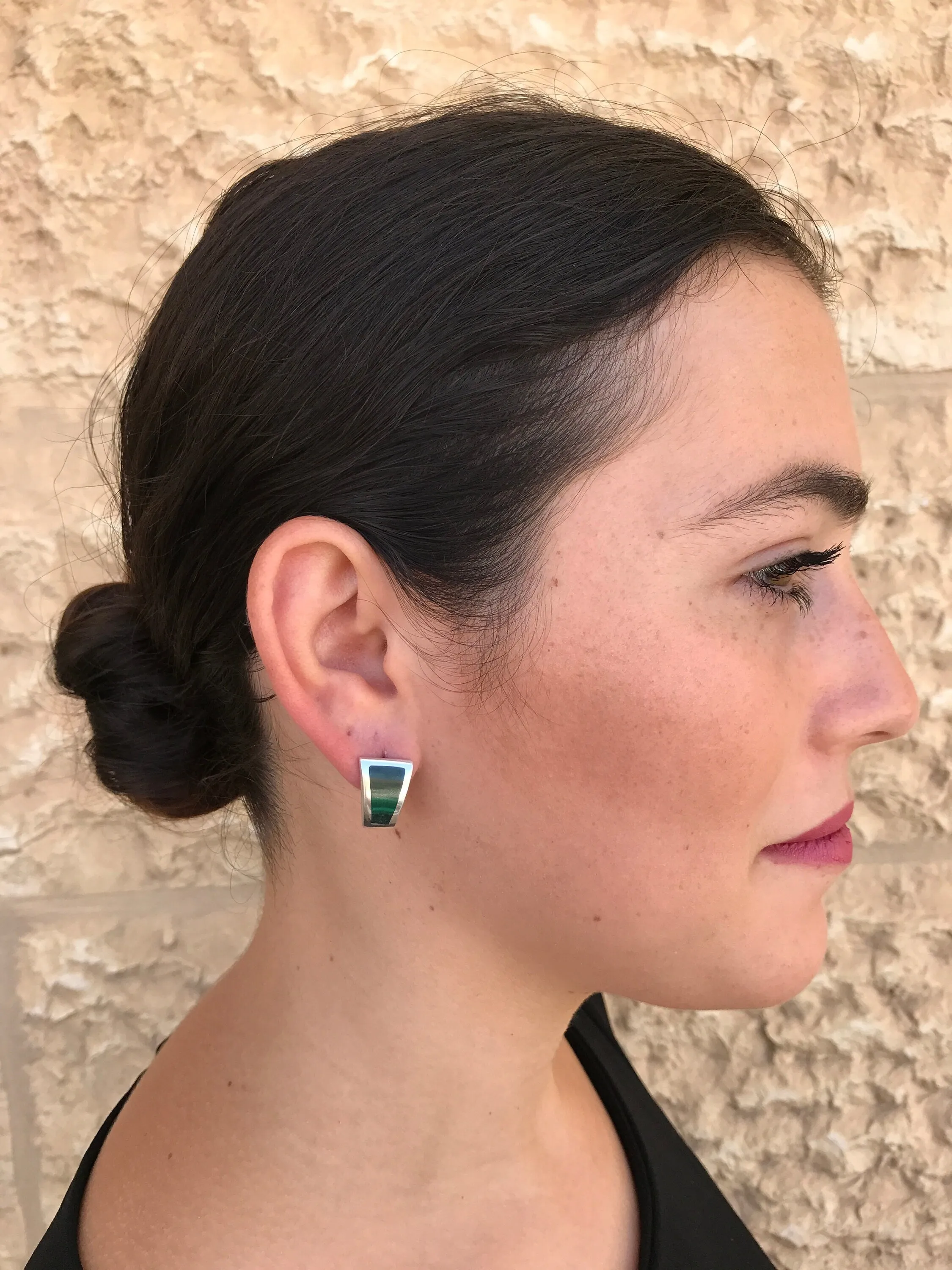 Emerald Triangle Earrings - Green Flat Earrings - Wide Emerald Earrings