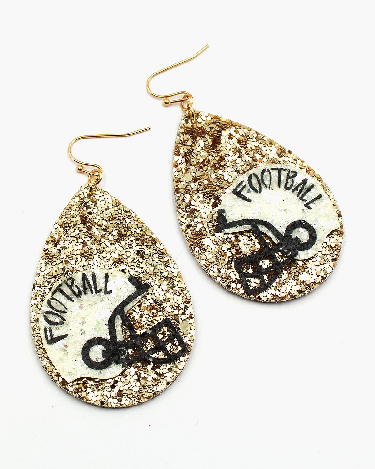 Football Helmet Sparkling Teardrop Earrings