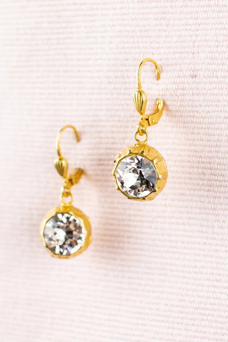 French Round Rhinestone Drop Earrings