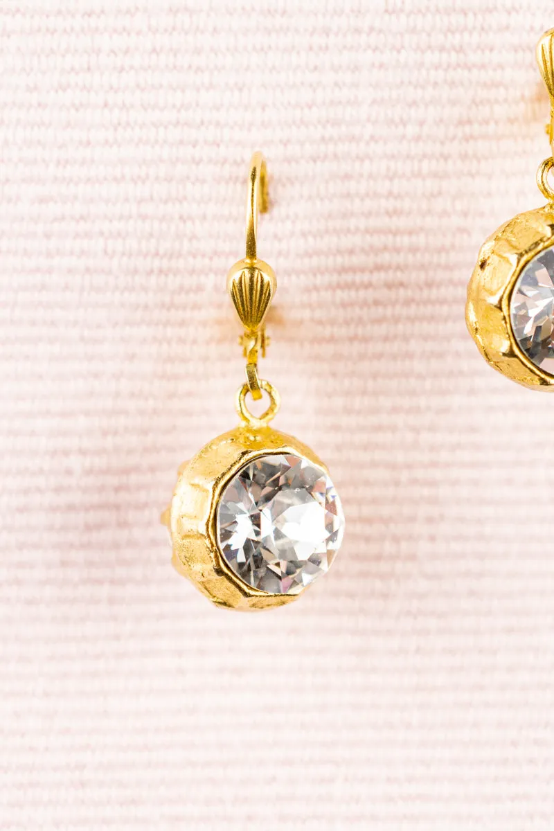 French Round Rhinestone Drop Earrings