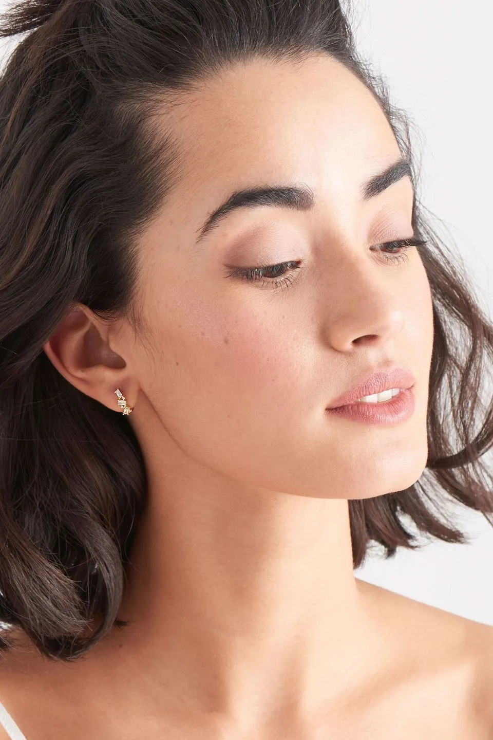 Glow Getter Crystal Cluster Gold Huggie EOL Earrings