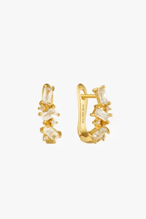 Glow Getter Crystal Cluster Gold Huggie EOL Earrings
