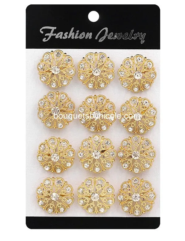 Gold Rhinestone Brooches Lots BR-220G