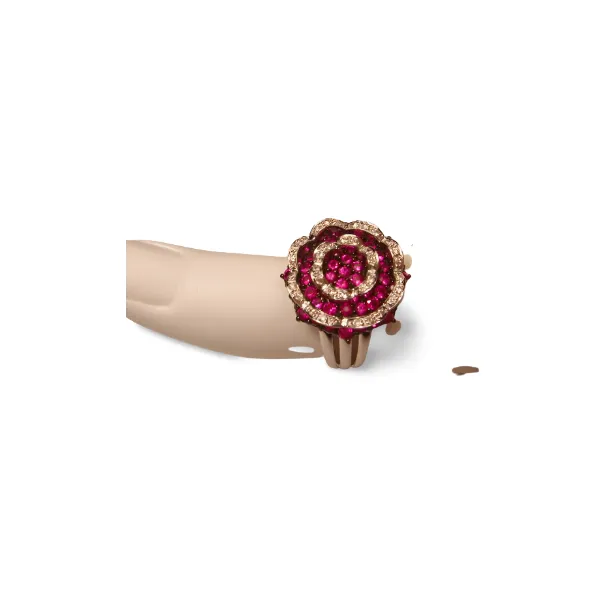 Gorgeous 14K White Gold Red Sapphire Diamond Floral Ring
