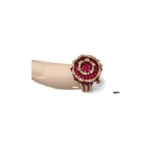 Gorgeous 14K White Gold Red Sapphire Diamond Floral Ring