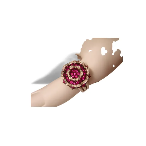 Gorgeous 14K White Gold Red Sapphire Diamond Floral Ring