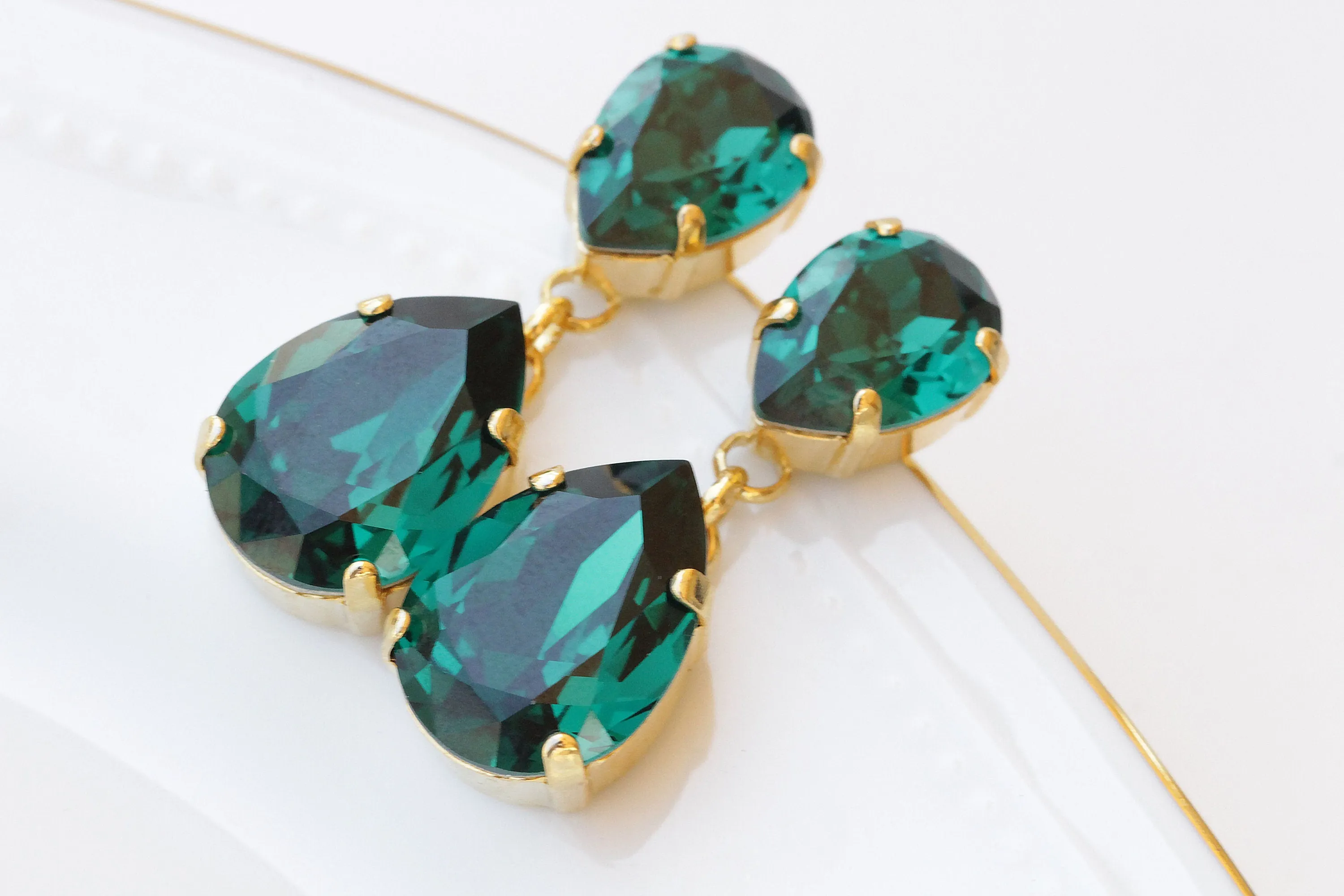 Green Emerald Drop Earrings