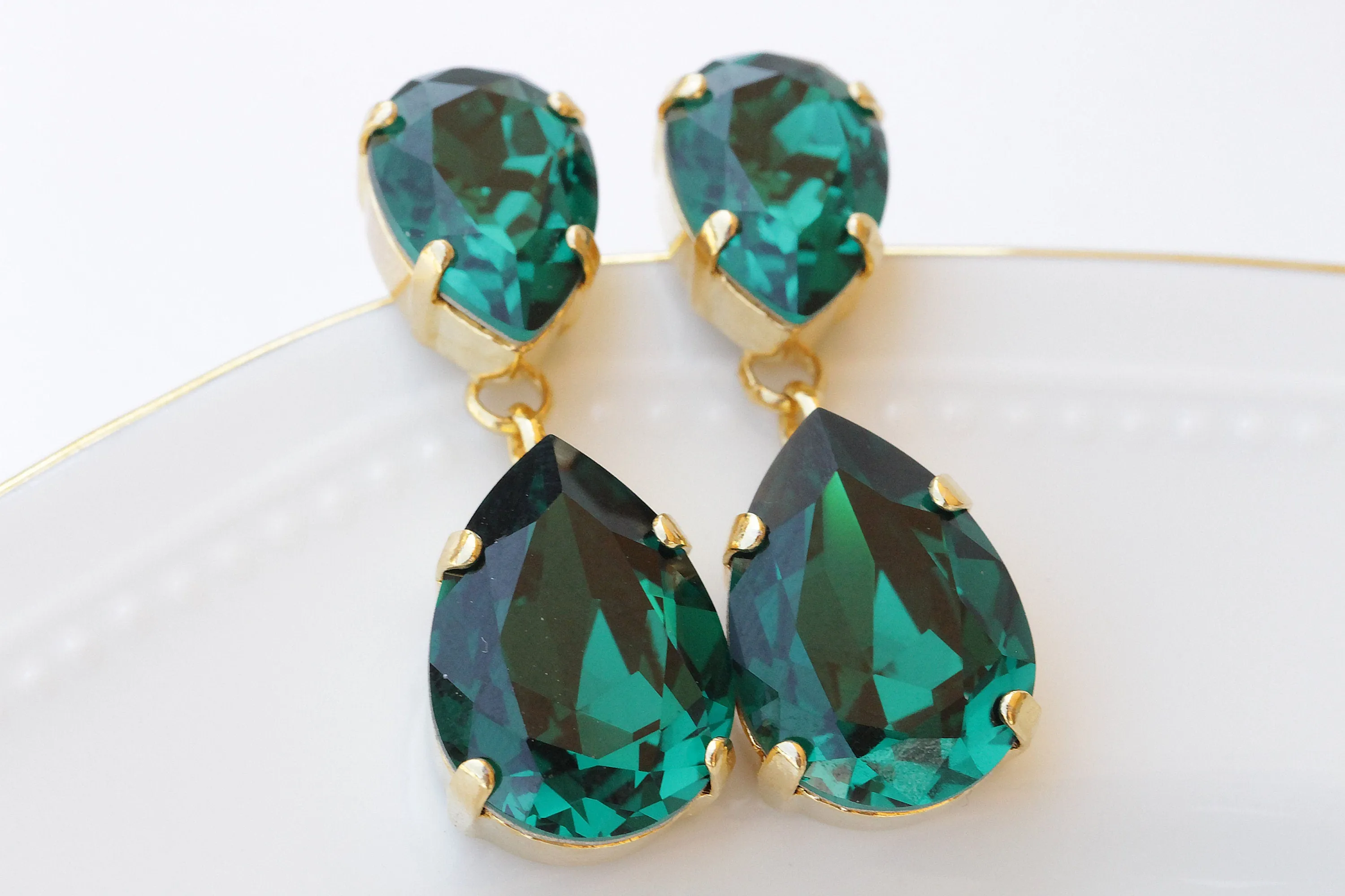 Green Emerald Drop Earrings