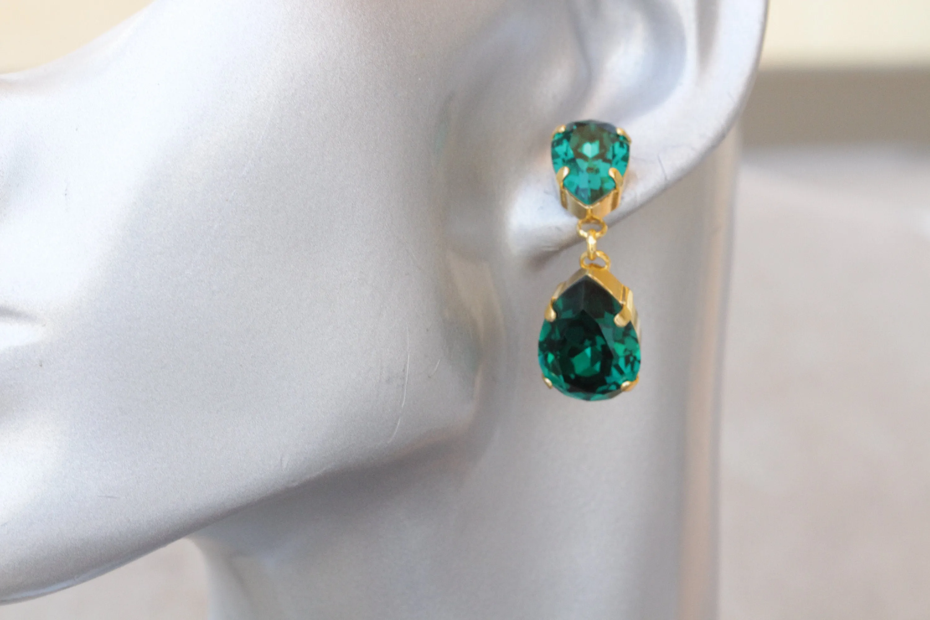 Green Emerald Drop Earrings