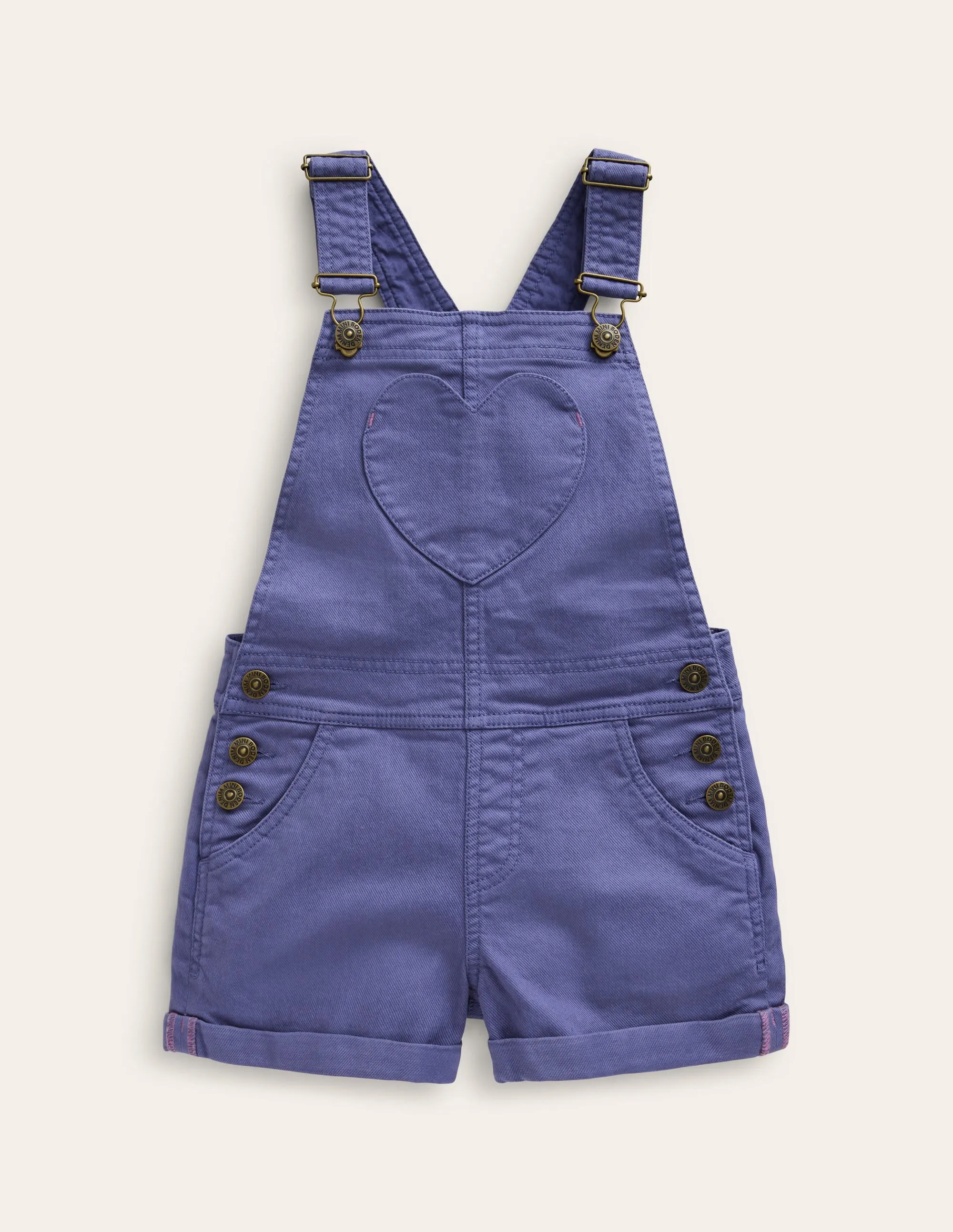 Heart Pocket Short Dungarees-Soft Starboard