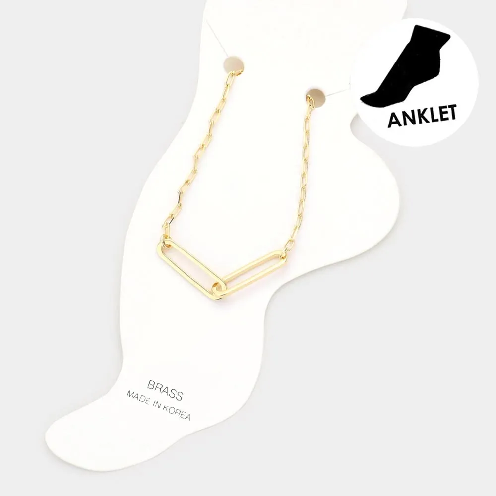 iLLASPARKZ Brass Metal Open Oval Link Anklet
