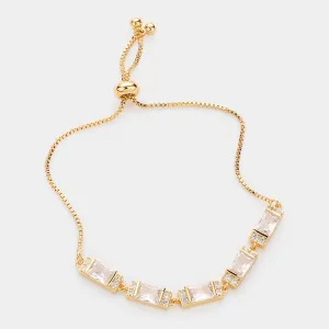 iLLASPARKZ CZ Rectangle Charm Link Pull Tie Evening Bracelet