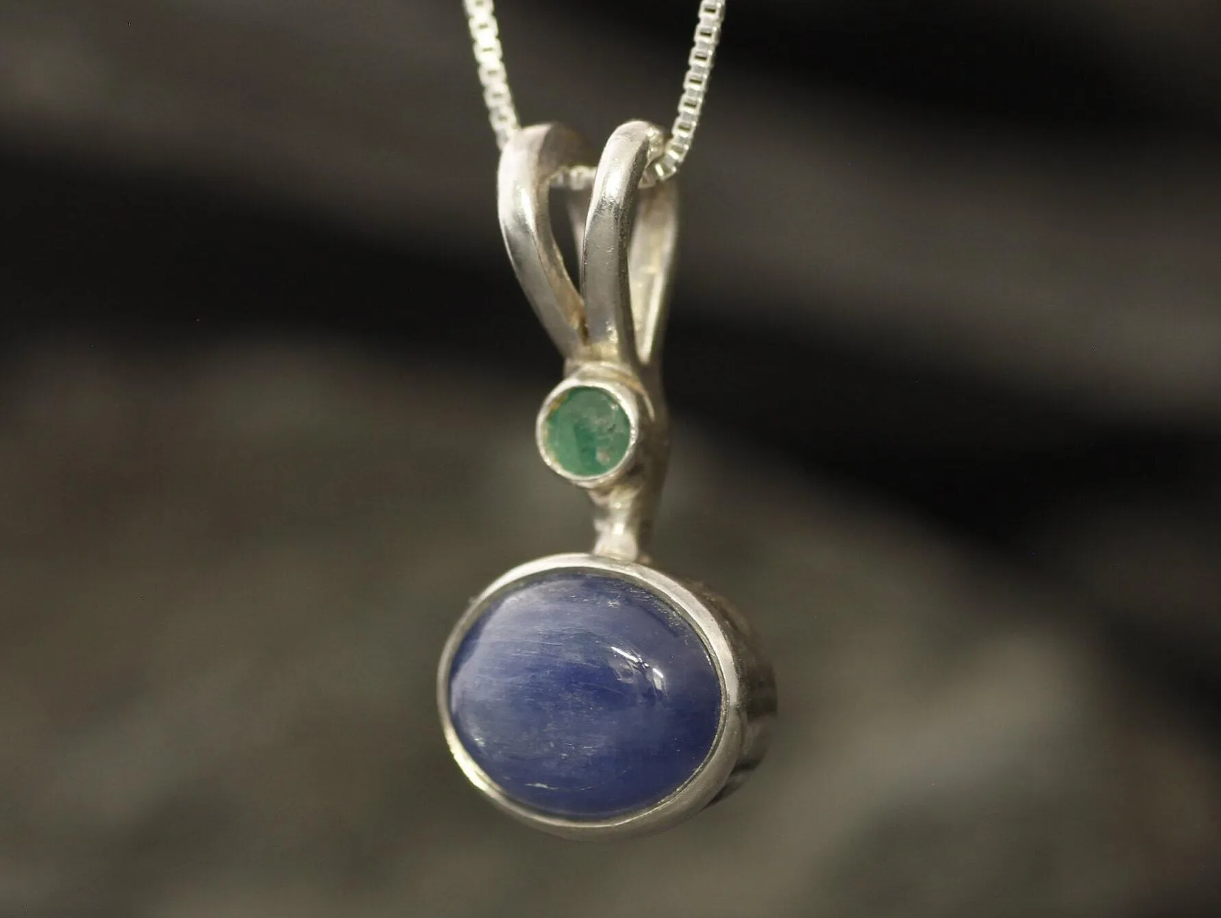 Kyanite Necklace - Two Stone Pendant - Blue Statement Necklace