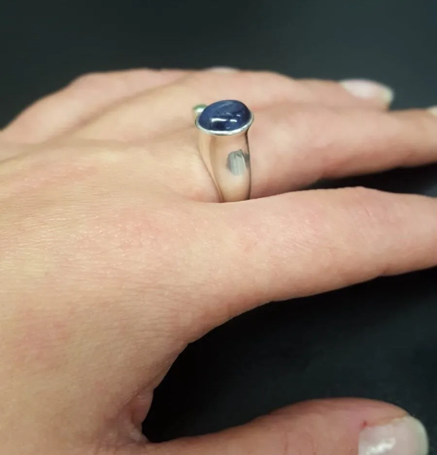 Kyanite Ring - Two Stone Ring - Blue Statement Ring