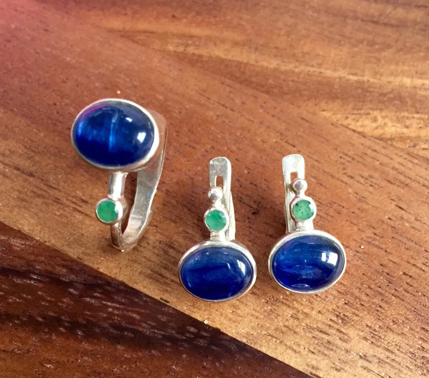 Kyanite Ring - Two Stone Ring - Blue Statement Ring