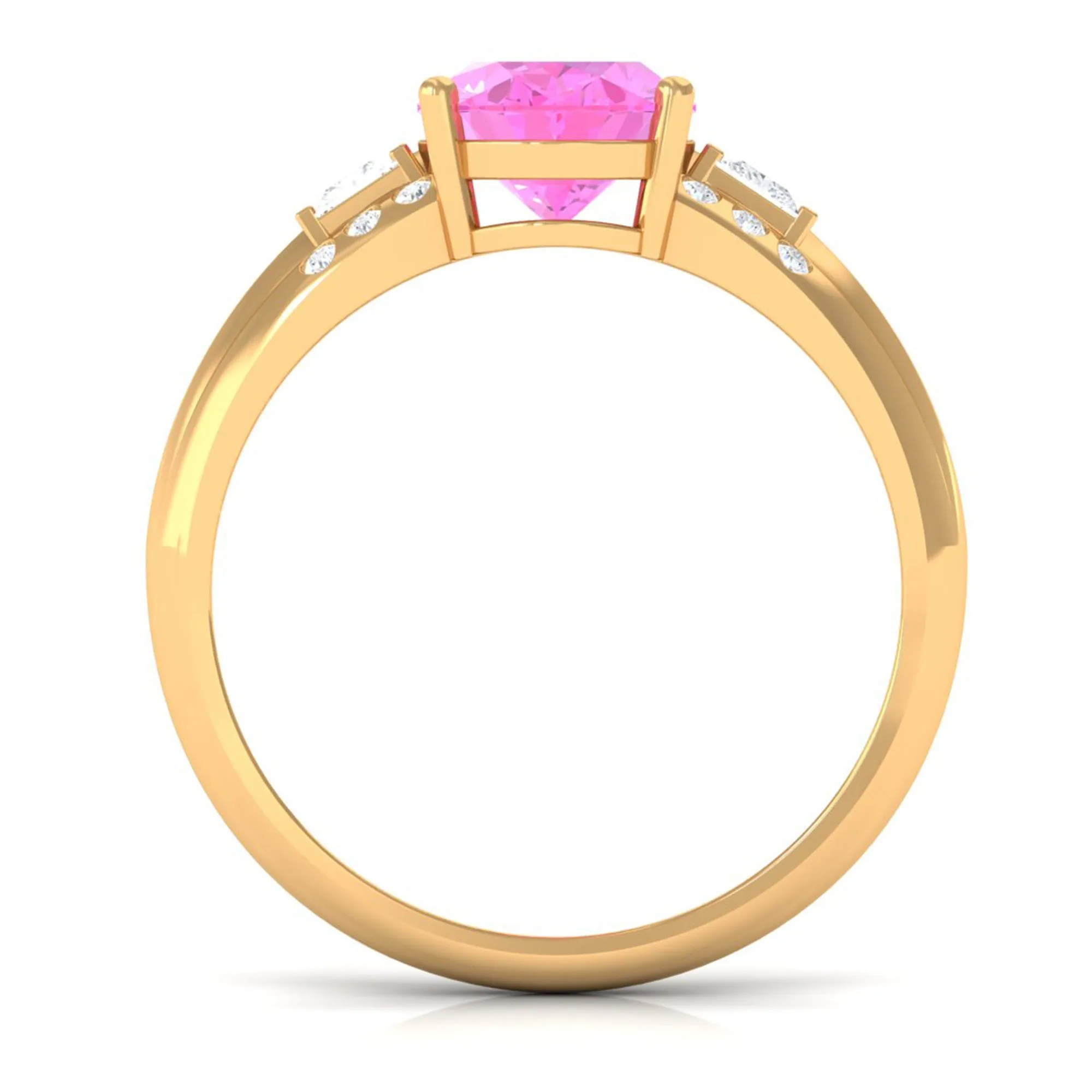 Lab Grown Pink Sapphire Oval Solitaire Engagement Ring with Diamond