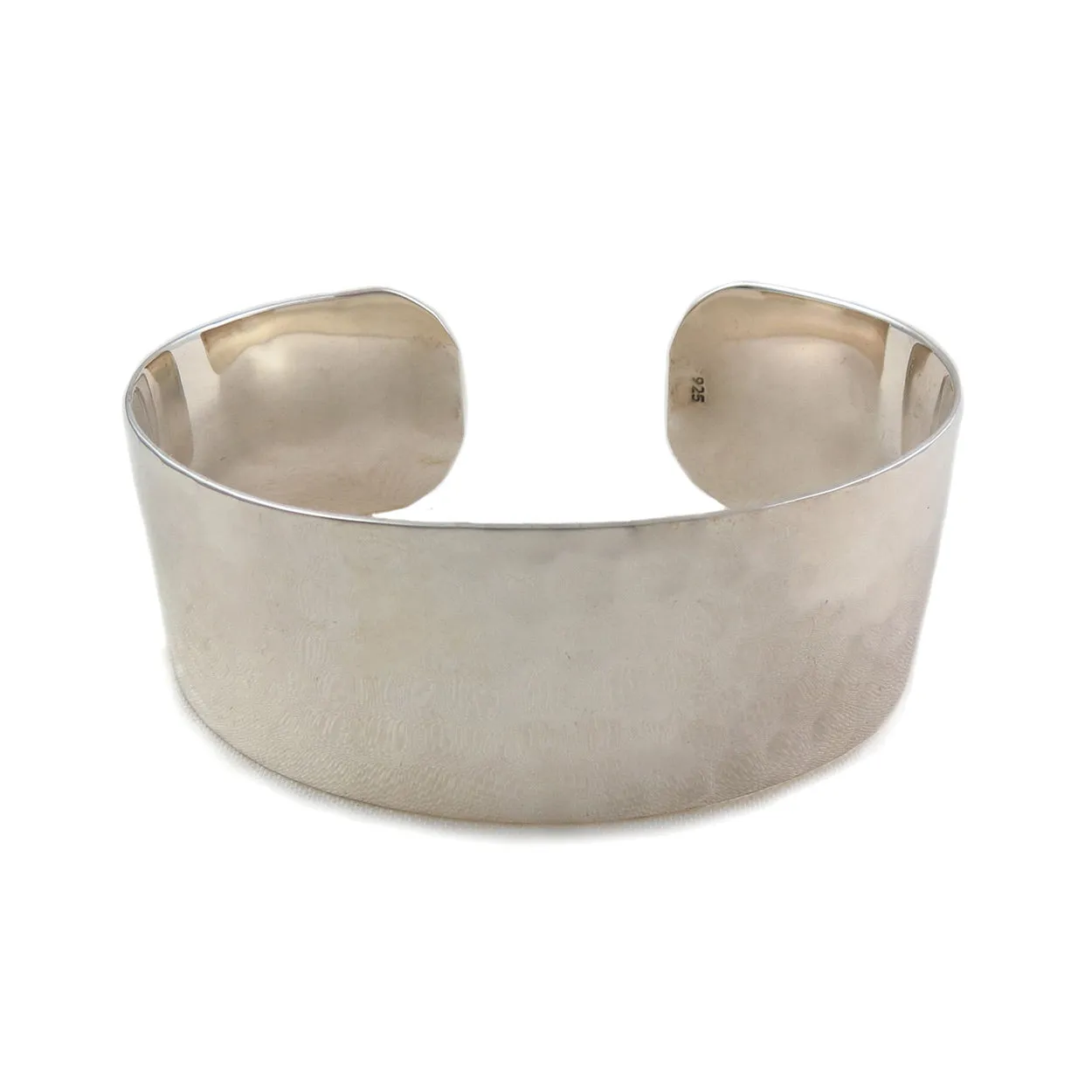 Large 925 Sterling Hammered Silver Wide Bracelet Cuff