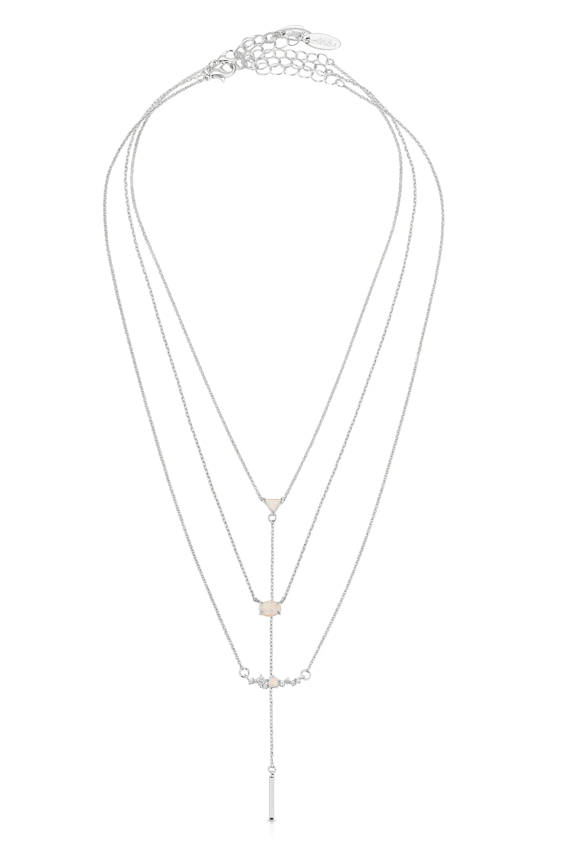 Layered Opal Lariat Necklace Set of 3