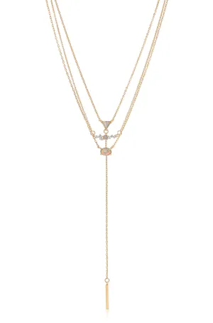 Layered Opal Lariat Necklace Set of 3