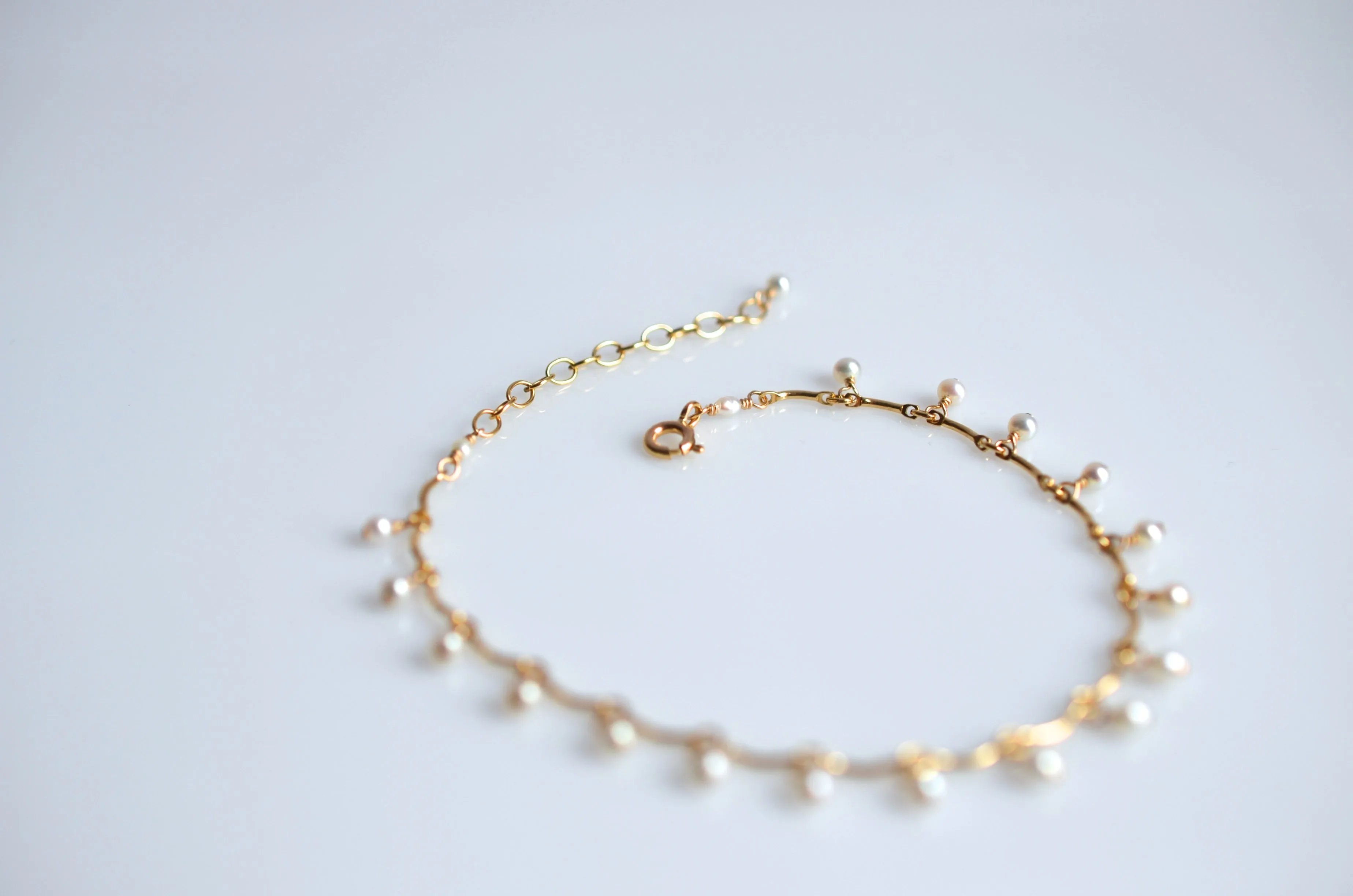 Leticia - White Freshwater Pearl, 14k Gold Filled Bracelet