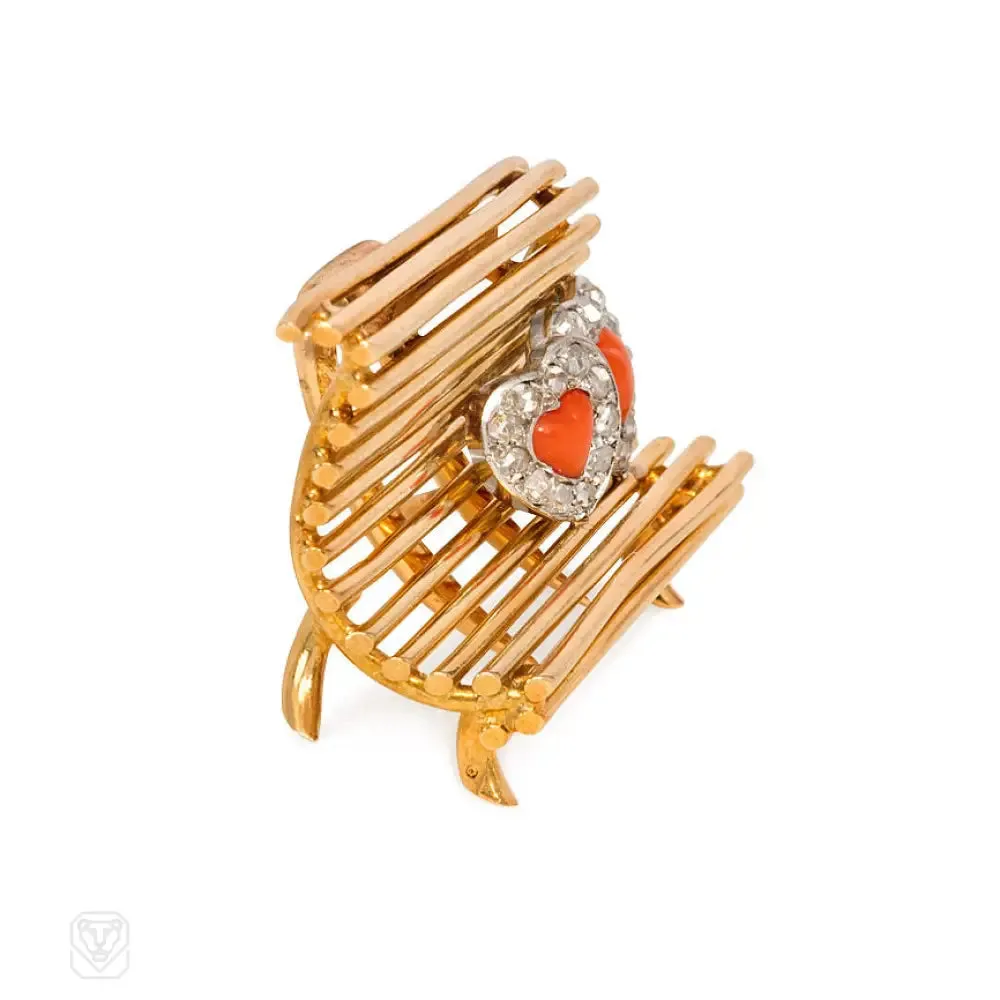 Lovers on bench brooch. Cartier, Paris