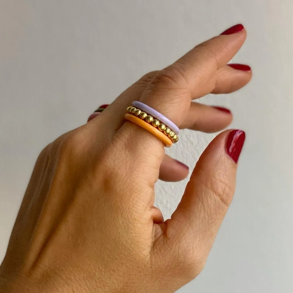 LULU Copenhagen Colourful Enamel Ring - Dusty Pink