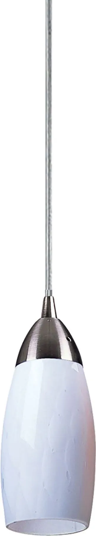 Milan 1 Light Led Pendant In Satin Nickel and Simply White Glass