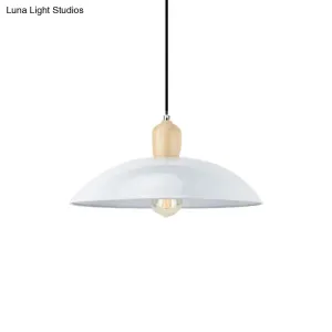 Modern Bowl Ceiling Pendant Light in Black/White, 12.5"/16" Diameter