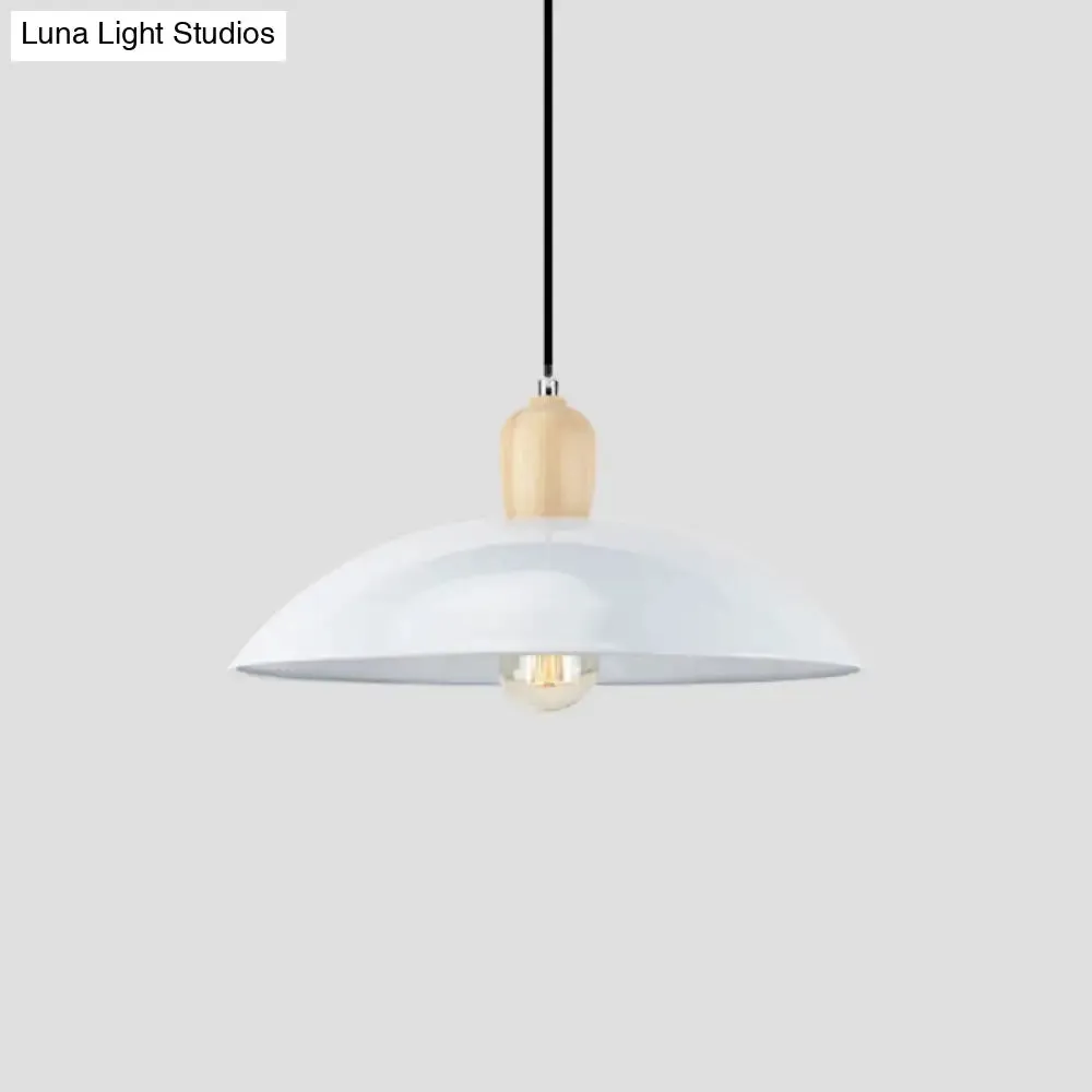 Modern Bowl Ceiling Pendant Light in Black/White, 12.5"/16" Diameter