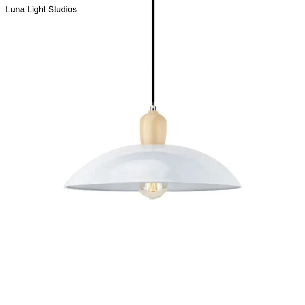 Modern Bowl Ceiling Pendant Light in Black/White, 12.5"/16" Diameter