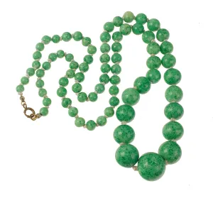 Mottled Green "Peking Glass" crumb bead necklace, 1920's.  nlbd2202