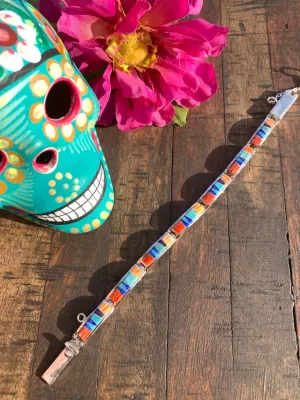 Multi Color Inlay Link Bracelet