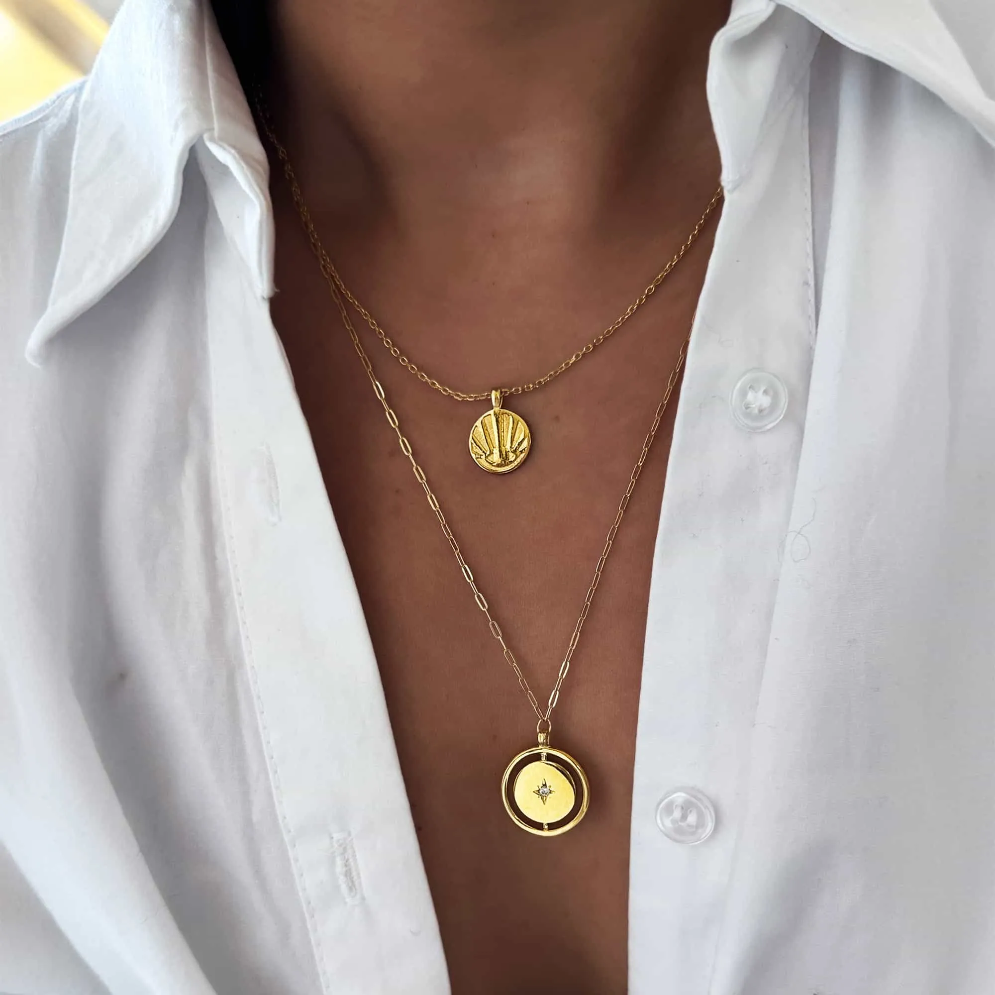 Northern Star Disc Pendant Necklace