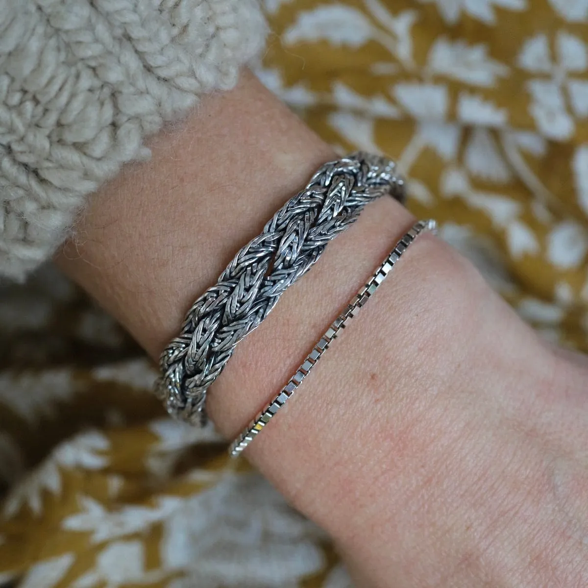 Oxidized Sterling Silver Box Chain Bracelet