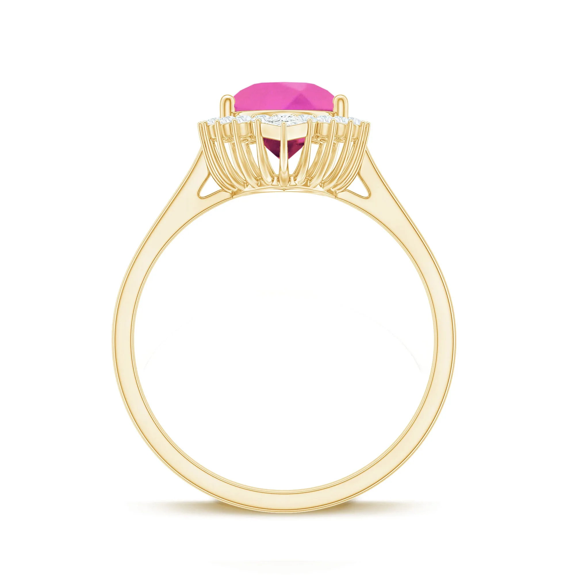 Pear Created Pink Sapphire Cocktail Halo Ring with Diamond